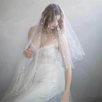 Pearl Ivory 2 Layers 3M Bridal Veil with Blusher