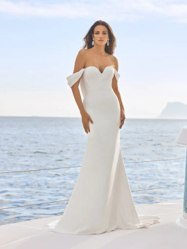 AUBREY Wedding Dress by Pronovias Mermaid crêpe wedding dress with sweetheart neckline and exposed back