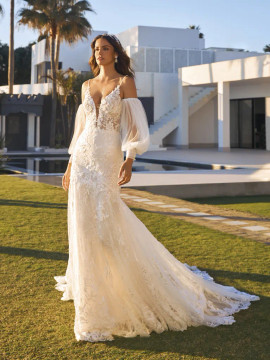 SHAN Wedding Dress by Pronovias Mermaid wedding dress with V-neck ($3770 - $3910 )