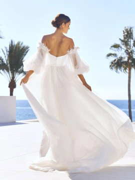 Rosy Wedding Dress by Pronovias Strapless flared wedding dress with exposed back ($3000 - $3210)