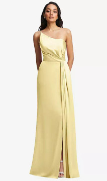 One Shoulder Draped Trumpet Dress  by Dessy After 6 available in 24 colours