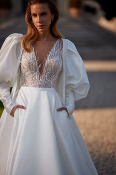 Letizia A-line Wedding Gown By Luce Sposa with Long Sleeved Cloak