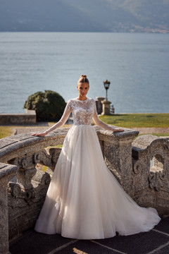 Vincenza A-line Wedding Gown By Luce Sposa with Long Sleeves