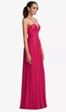 PLUNGING V-NECK CRISS CROSS STRAP BACK MAXI DRESS in  76 colours