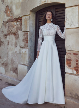 Yara A-Line Lace/Satin Wedding Gown by Calla Blanche 123105