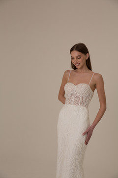 Olivia Beaded Lace Fitted Corset Bodice Wedding Gown