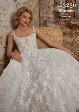 Wilhelmina Square Neck 3D lace  A line Wedding Gown by Calla Blanche Bridal(Call for Price)