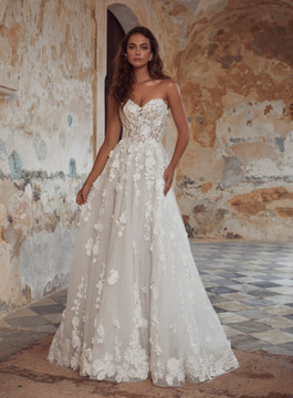 Shania Sweet Heart 3D Lace A Line Wedding Gown by Calla Blanche Bridal