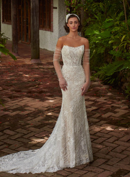 Haven Lace Sheath Wedding Gown With Detachable Sleeves by Calla Blanche Bridal (Pre-order only) 