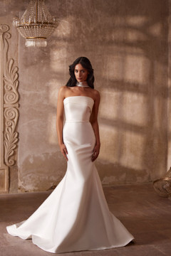 Romilly Asymmetric Mikado Fitted Wedding Dress by Luce Sposa with Optional overlay skirt (Pre Order Only)