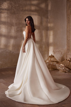 Romilly Asymmetric Mikado Fitted Wedding Dress by Luce Sposa with Optional overlay skirt