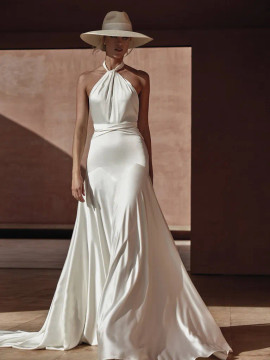 Antalya Satin A-line Wedding Dress with Low Back with Optional without Peaks by Pronovias (pre order now)