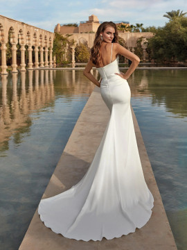 Betta Satin Mermaid Wedding Gown with Ruching by Pronovias