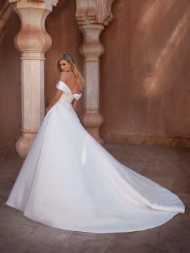 Athos Mikado Ballgown with Off Shoulder Sleeves by Pronovias 