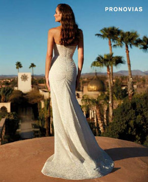 Cosmina Beaded Mermaid Wedding Gown with Deep V-Neckline by Pronovias 