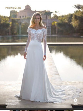 BRIGITTA A-line dress in crepe, lace and beads Wedding Gown by Pronovias 