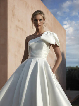 Nicosia Mikado Ballgown with Shoulder Bow by Pronovias 