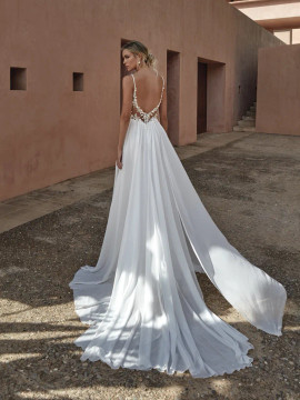 Corinzia A-line Chiffon Wedding with Beaded Lace by Pronovias (pre order now)