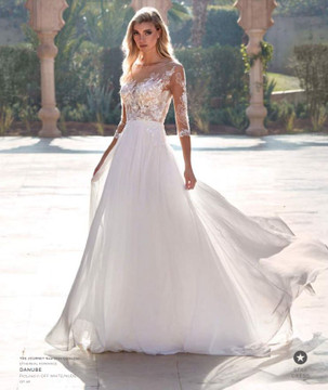 Danube A-line Voile & Lace Wedding with Beads by Pronovias