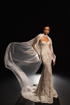 Haidi Beaded Lace Wedding Gown with Optional Cape by Wona Concept