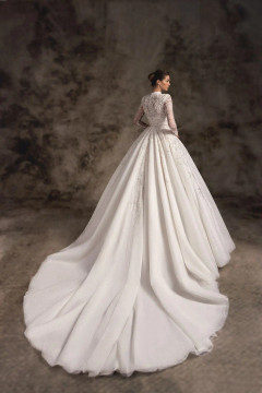 Briana Beaded Lace Princess Ball Gown Wedding Dress by Wona Concept with optional bolero