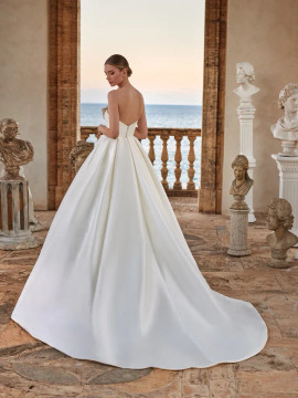 HARMONIA Wedding Dress by Pronovias Strapless princess-cut Mikado wedding dress  with deep V back