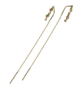 Drop Chain Earrings with Pendants in 925 Sterling Silver Plated and 9k Gold Earrings