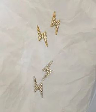 Pavé Crystal Lightning Stud Earrings in 925 Sterling Silver or Gold