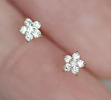 Pavé Crystal Five-pointed Star Earrings in 925 Sterling Silver or Gold