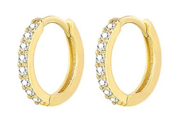  Hoop Earrings in Silver or Gold with Crystal Zirconia
