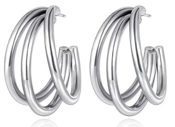 Triple Circle Hoops Earrings in Silver or Gold