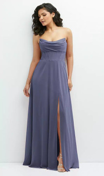 ETIENNE CHIFFON CORSET MAXI DRESS WITH REMOVABLE OFF-THE-SHOULDER SWAGS