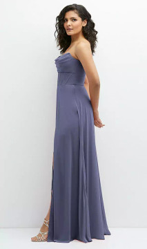 ETIENNE CHIFFON CORSET MAXI DRESS WITH REMOVABLE OFF-THE-SHOULDER SWAGS in 72 colors