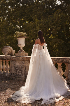 Cher by Luce Sposa A-line Wedding Dress with Detachable Wing Sleeves