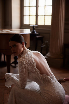 Colette by Luce Sposa Mermaid Wedding Dress with Bolero Long Sleeves( Online Only)