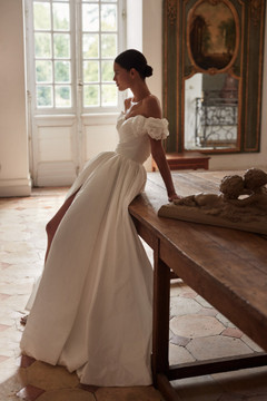 Genevieve by Luce Sposa Mikado or Taffeta with Optional cape