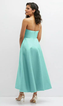 DRAPED BODICE STRAPLESS SATIN MIDI DRESS WITH FULL CIRCLE SKIRT 3139by Dessy available in 42 colours