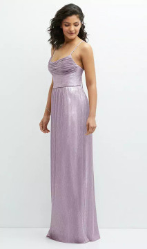 SOFT COWL NECK METALLIC PLEATED MAXI DRESS WITH CONVERTIBLE TIE STRAPS After Six 6881 by Dessy available in 4 colours