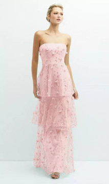 STRAPLESS 3D FLORAL EMBROIDERED DRESS WITH TIERED MAXI SKIRT 3138 by Dessy available in 6 colours
