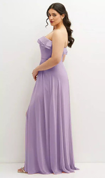 TIERED RUFFLE NECK STRAPLESS MAXI DRESS WITH FRONT SLIT Thread Bridesmaid SadieTH124 by Dessy available in 77 colours