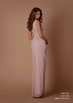Drapped Lycra Mesh Bridesmaid Dress by Nicoletta NBM1001