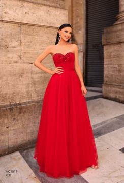 Strapless Tulle  Formal Dress with Cape JNC1019 by Nicoletta collection for Jadore Evening