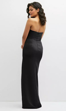 SLEEK STRAPLESS CREPE COLUMN DRESS WITH CUT-AWAY SLIT LB052 by Dessy available in 30 colours