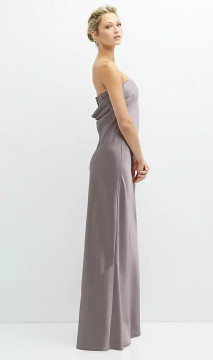 STRAPLESS MAXI BIAS COLUMN DRESS WITH PEEK-A-BOO CORSET BACK