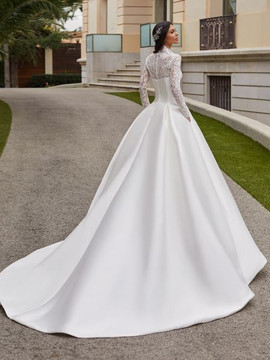 Jory A-lIne Kelly Mikado Wedding Gown By Pronovias Barcelona ( Dress & Jacket ) ( arrive in July)