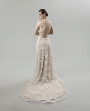 Dahlia A-line Halter Beaded Wedding Gown by Inezia Chrizita