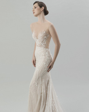 Danica Beaded Lace Fitted Wedding Gown by Inezia Chrizita