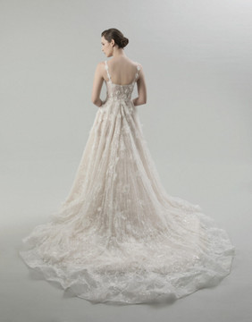 Zinnia Beaded Lace 3D flowers A-Line Wedding Gown by Inezia Chrizita