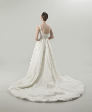 Amaryllis Beaded Lace 3D flowers A-Line Wedding Gown by Inezia Chrizita