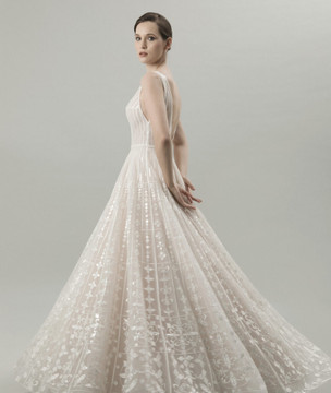 Ixora Modern A-Line Beaded Wedding Gown by Inezia Chrizita